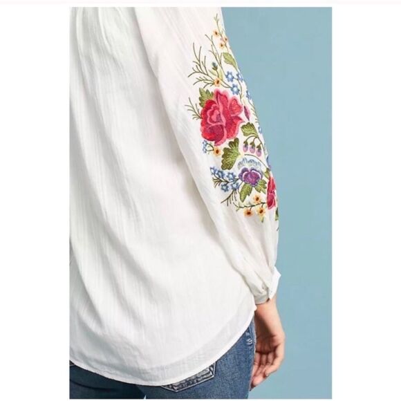 Rare Anthropologie Mira Embroidered Peasant Blouse NWOT Medium - Picture 14 of 16